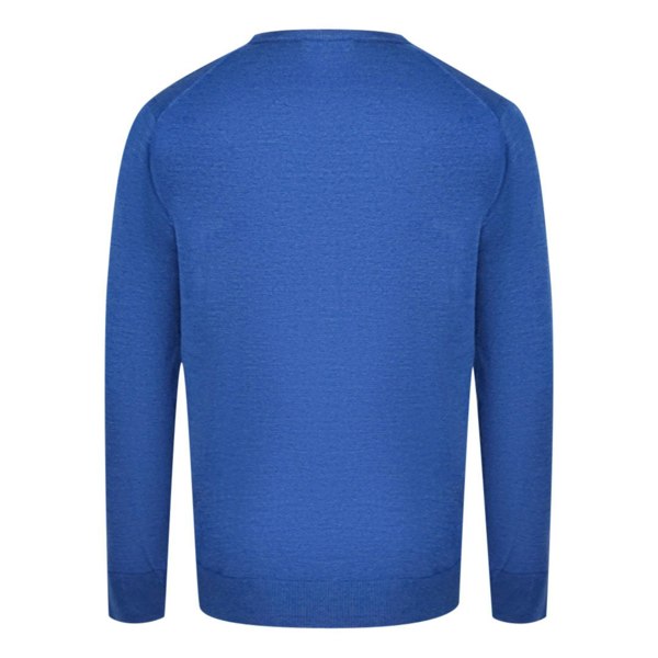 Aquascutum Check A Logo V-Neck Jumper - Blue