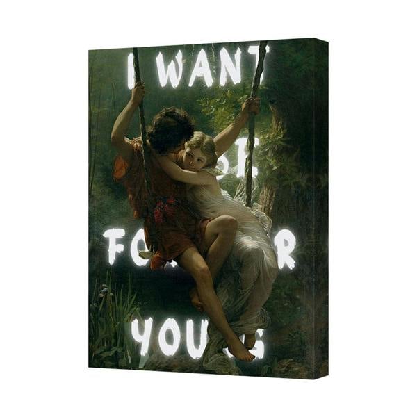Benjamin Tate Design I Want You Canvas Wall Art Print With Couple On Swing In Forest