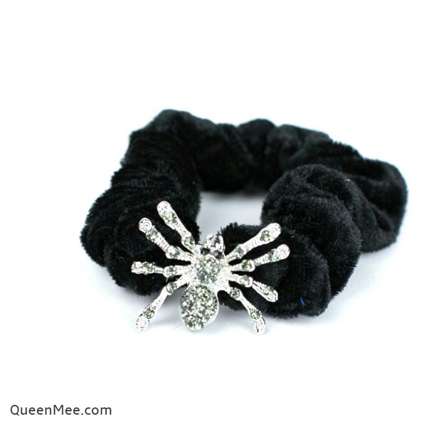 halloween scrunchie with spider in diamante