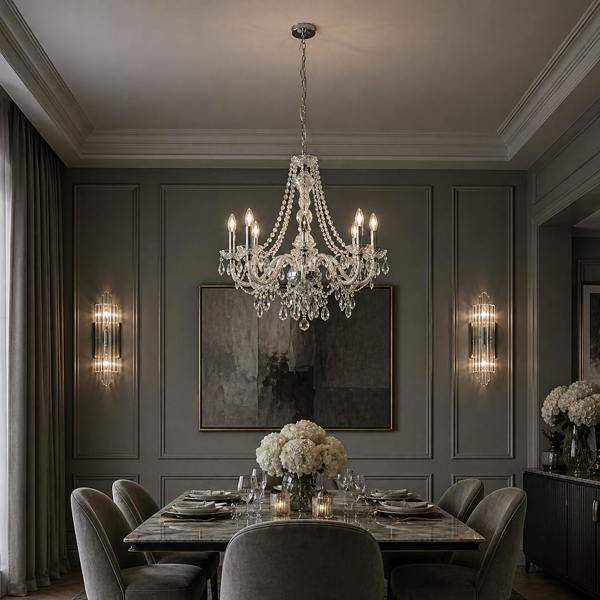 Pagazzi Lighting Vivienne 8 Light Chrome & Clear Chandelier Ceiling Pendant