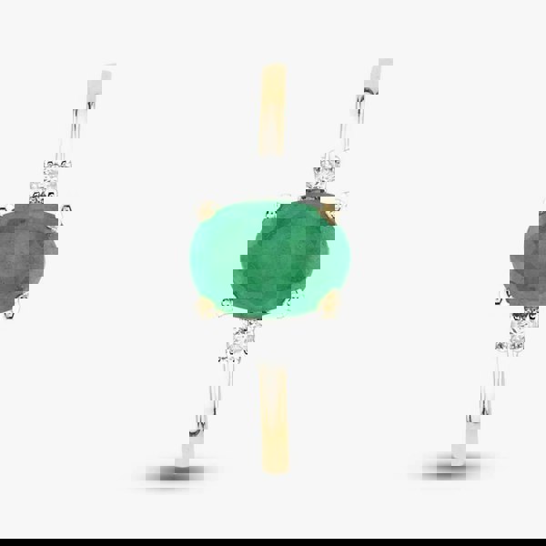 T. H. Baker 9ct Yellow Gold 0.55ct Oval Cut Emerald & 0.03ct Diamond Shoulder Set Solitaire Ring THR40125-ED (YG)