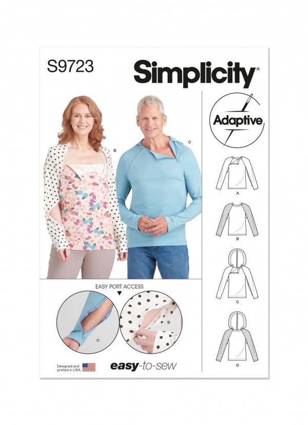 Simplicity Sewing Pattern 9723, Tops, Hoodies for Men, Women, A (XS-S-M-L-XL) - Easy