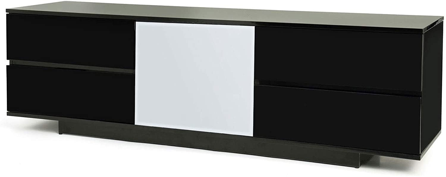 Centurion Supports AVITUS ULTRA Remote Friendly Beam-Thru Premium Black with 4-Black Drawers 32"-65" Flat Screen TV Cabinet