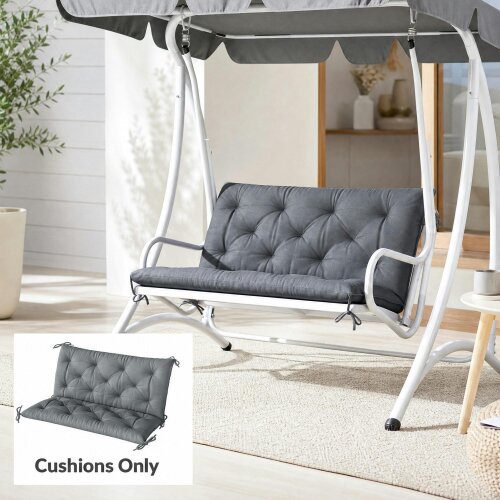 Outsunny 3 Seater Garden Bench Cushion Outdoor Seat Pad with Ties Black - 98x100cm - Dark Grey