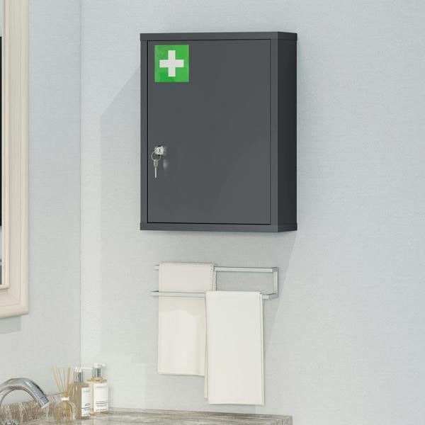 kleankin Locking Medicine Cabinet, First Aid Cabinet with Storage Shelves