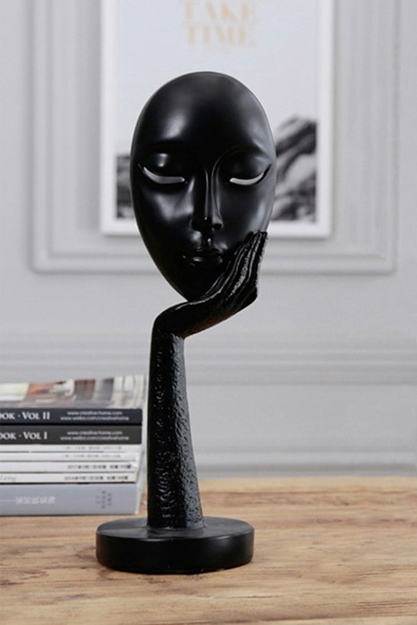 Living and Home 11.5cm Dia x 37cm H Abstract Art Resin Mask Ornaments Meditation Sculpture