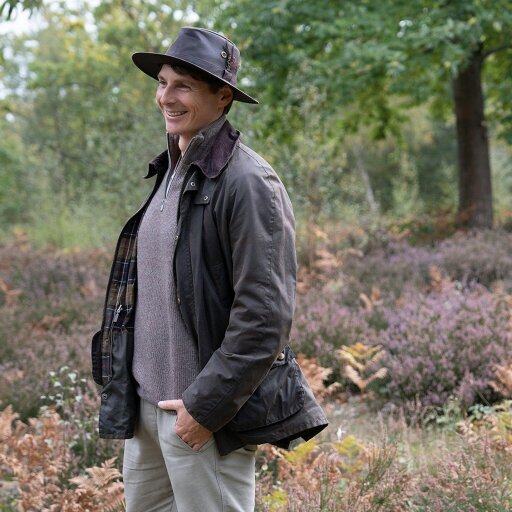Heather Hats & Accessories Water Resistant Waxed Cotton Bucket Hat, Checked Cotton Lining, Outdoor Wear, Brown