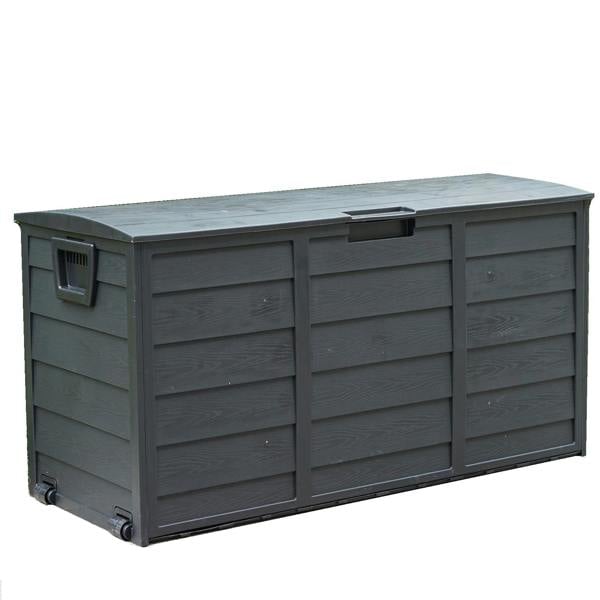 Gr8 Garden 300L Black Plastic Garden Storage Box with Lid for Cushions & Tools