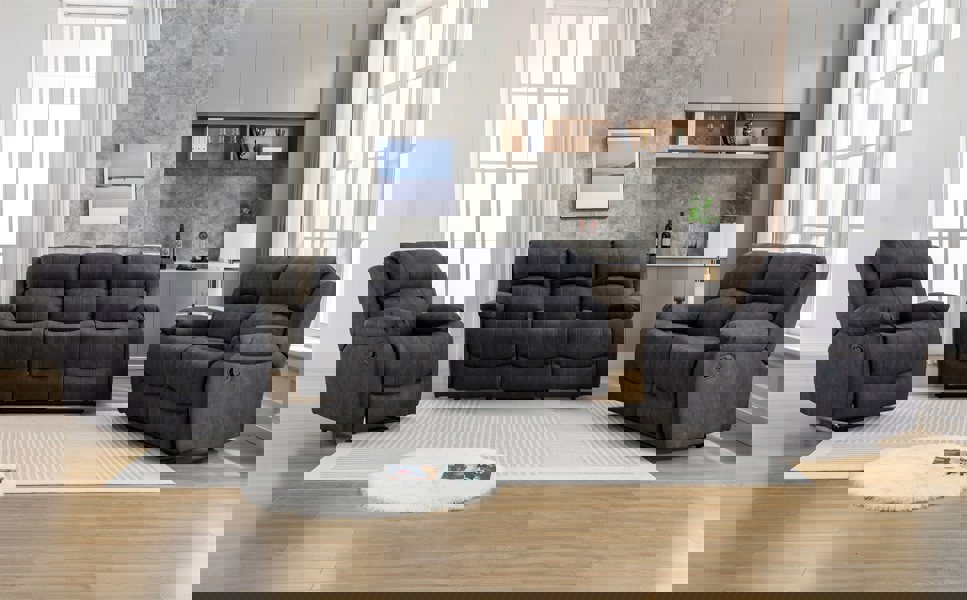 Furniture One Recliner Sofa, Leathaire Fabric Manual Recliner Armchair 105–135 Degrees Recliner Padded Sofa with Adjustable Backrest and Footrest