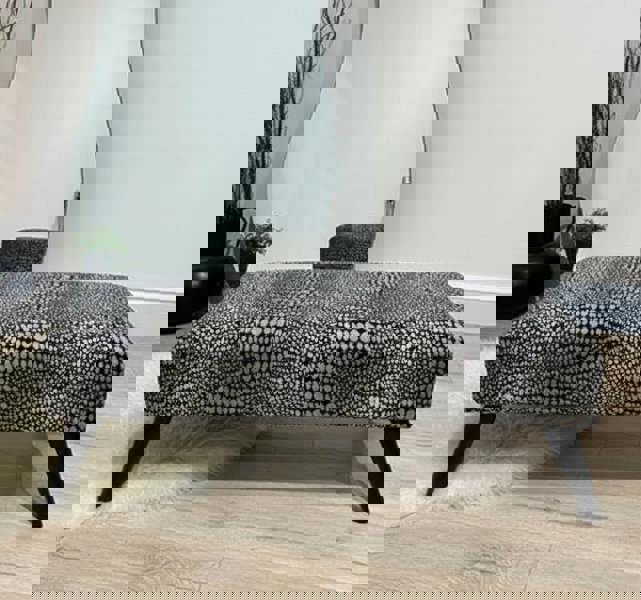 ISTOOLS Premium Leopard Print Ottoman Bench – Fabric Footstool & Coffee Table (Non-Storage)