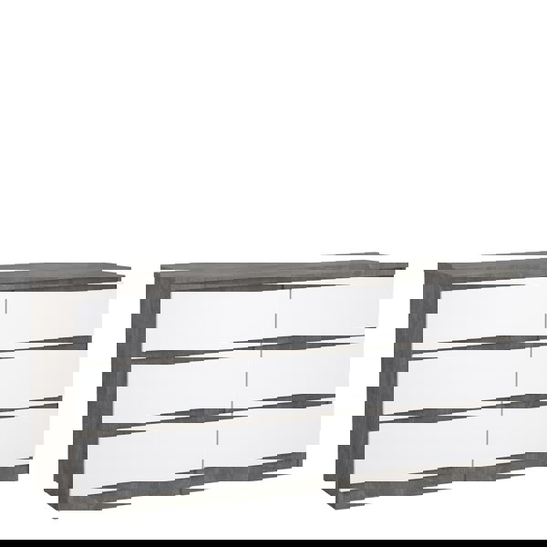 Furniture To Go Naia Wide Chest of 6 Drawers (3+3) in Concrete and White High Gloss