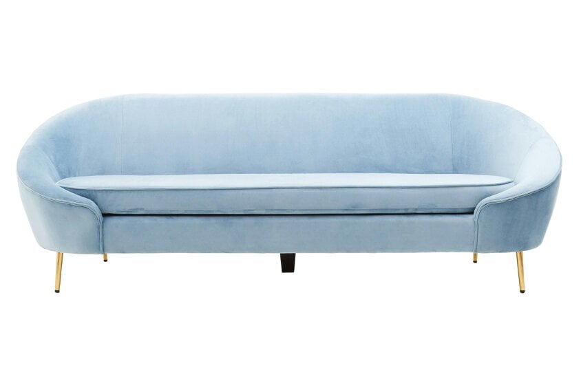 Fifty Five South Yasmeen 3 Seat Aqua Blue Velvet Sofa