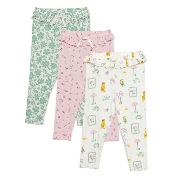 Mini Cuddles Baby Girls 3pk Printed Leggings, Multicolour