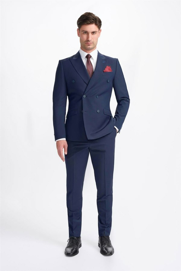 Bond Navy Double Breasted Suit Suit Front