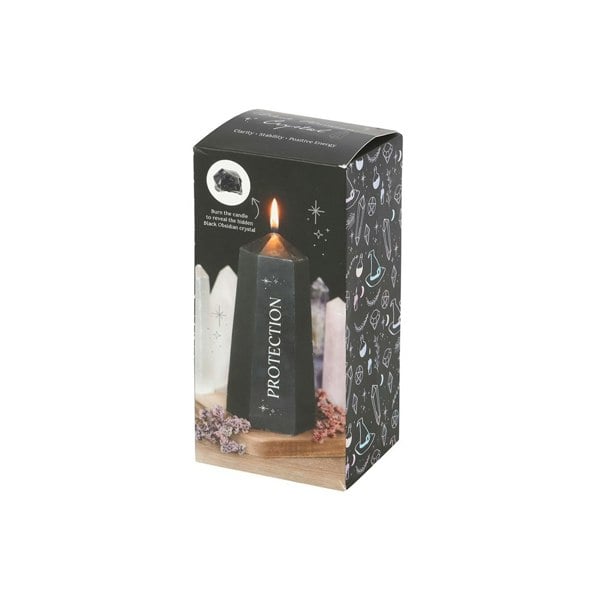 Serano Protection Crystal Candle with Rough Black Obsidian