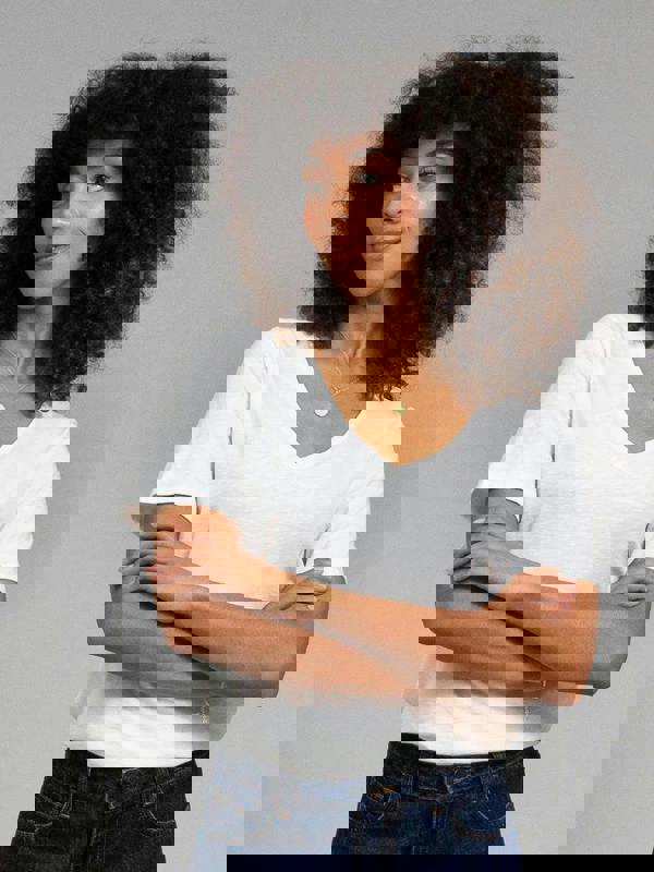 Kite Womens Organic Sandford V-Neck Slub Jersey T-Shirt Off-White