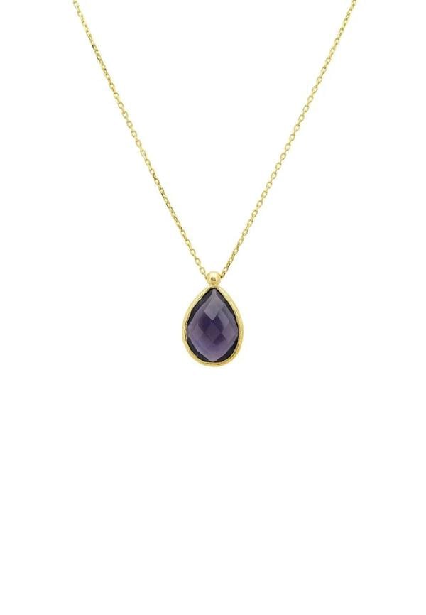 Petite Drop Necklace Gold Amethyst Hydro - LATELITA Necklaces