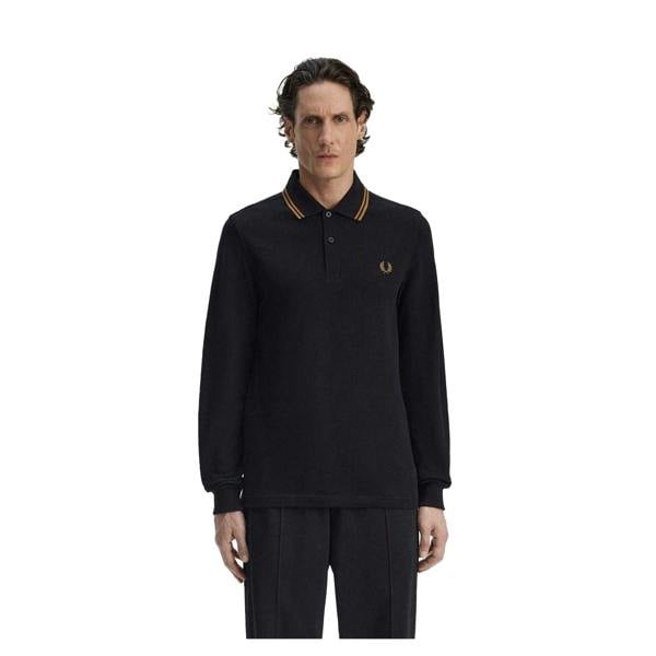 Fred Perry Mens Long-Sleeved Polo Shirt - Black - 