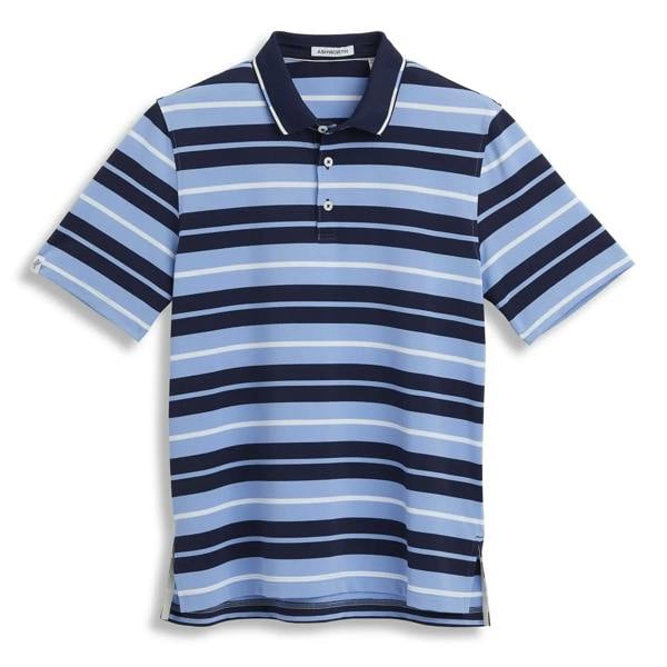 Tech Pique Rugby Stripe Polo AM1064 Navy Chambray White
