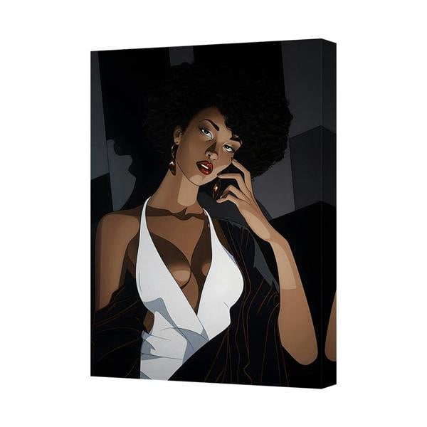 Benjamin Tate Design Canvas 9113 Wall Art Portrait of Elegant Black Woman in White Dress