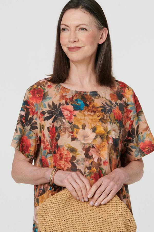 Orange | Floral Relaxed Knee Length Shift Dress