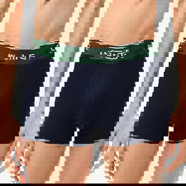 Lacoste 3 Pack Cotton Stretch Logo Trunks Navy Blue/Green/Red