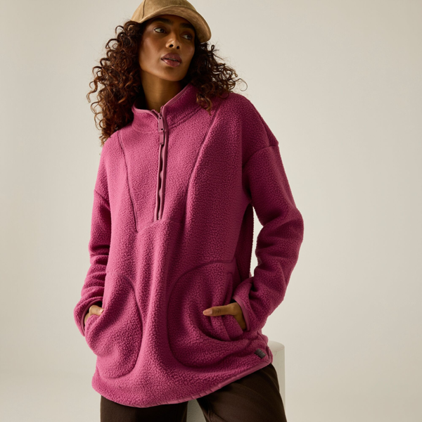 Regatta Womens Frankie Borg Half Zip Longline Fleece Top - Violet