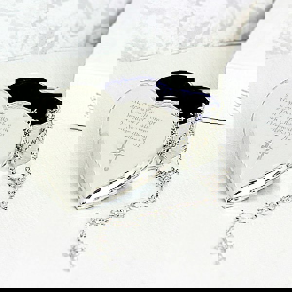 Personalised Memento Company Personalised Rosary Beads and Cross Heart Trinket Box