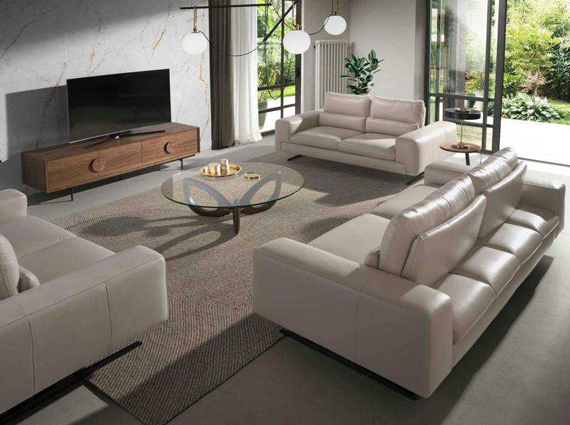 Angel Cerdá Round Tempered Glass and Walnut Coffee Table 2053