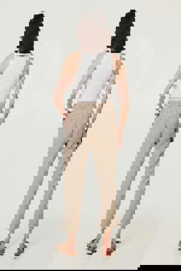 Linen | Drawstring Tie Front Relaxed Trousers