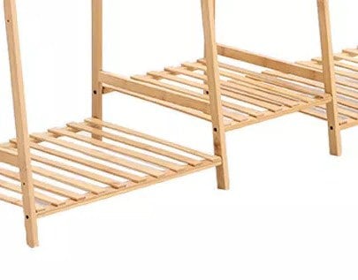 Modcraft Heavy Duty Bamboo Clothes Rail Rack with Corner Storage Shelves – Natural