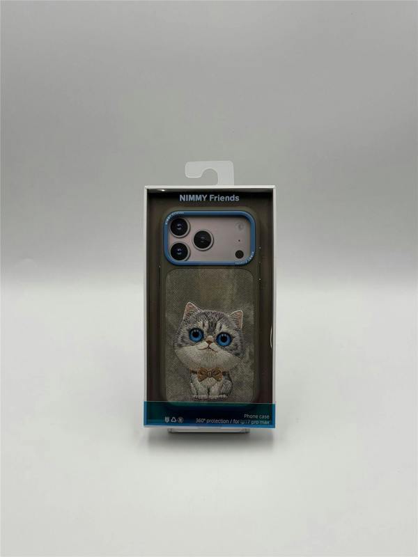 Nimmy Friends Nimmy Big Eye Cute Pet Silver Shaded Cat Case with MagSafe for iPhone 17 Pro Max 6.9" Grey Blue - N-XDY-IP17-PRO-MAX-023