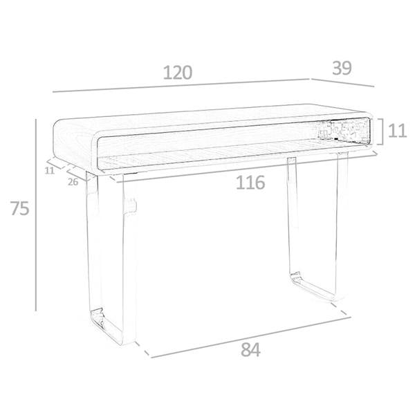Angel Cerdá Rectangular Walnut and Chromed Steel Console Table 3000