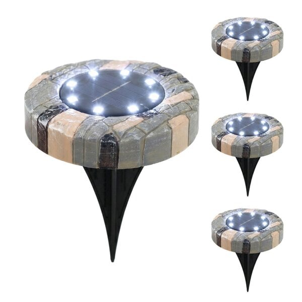 Gardenwize Pack of 4 Stone Effect Solar LED Deck & Ground Lights