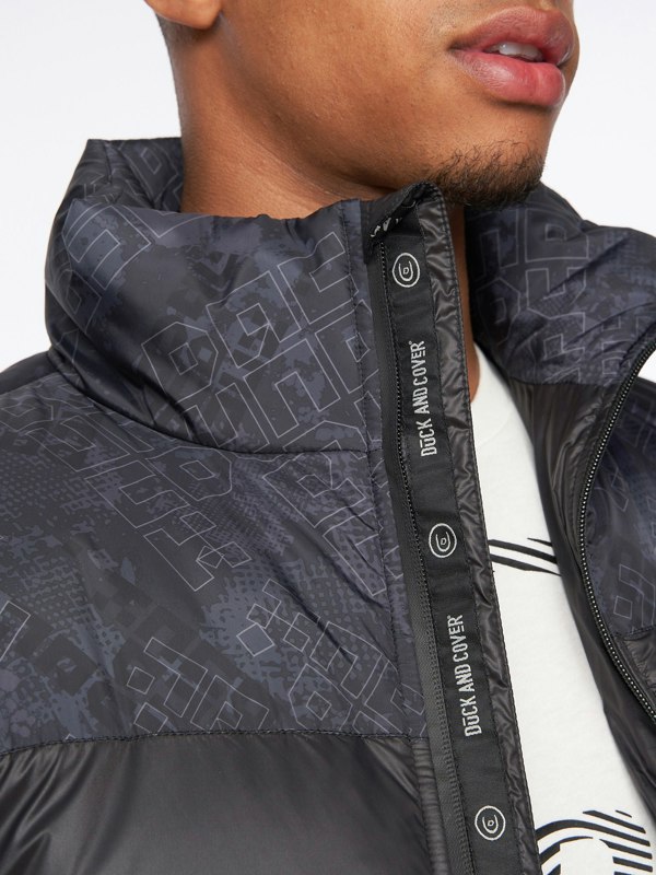 Duck and Cover Romain Padded Gilet Black Camo