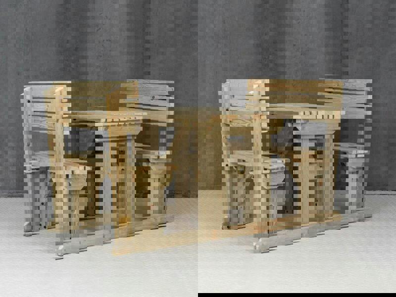 Alders Picnic Table and Benches Set with Backrest – Wooden Outdoor Dining Set for Gardens and Patios