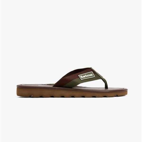 Barbour Barbour HARKER Mens Toe-Post Sandals Choc/Olive