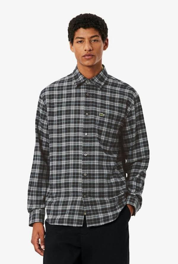 Lacoste Regular Fit Plaid Flannel Shirt - Black