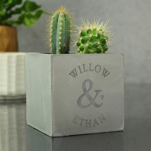 Personalised Memento Company Personalised Ampersand Couples Concrete Plant Pot