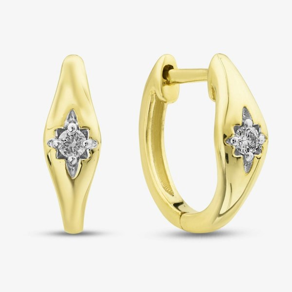T. H. Baker 9ct Yellow Gold 0.08ct Brilliant Cut Diamond Huggie Hoop Earrings THE42986-08NJ