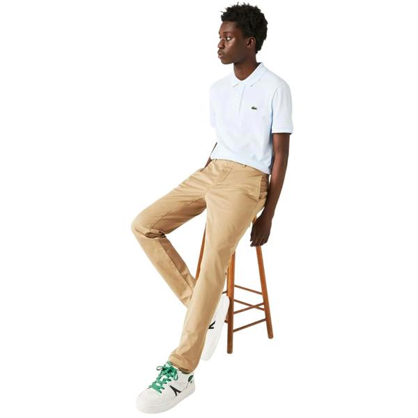 Lacoste Mens Organic Cotton Slim Chinos - Beige - 