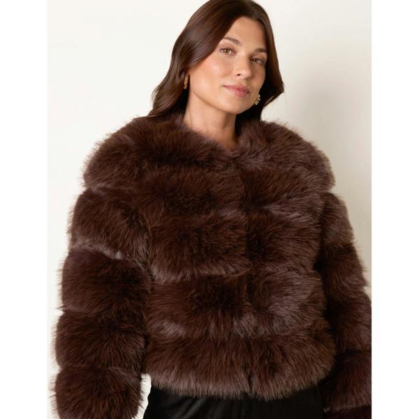 Blue Vanilla Full Faux Fur Short Coat