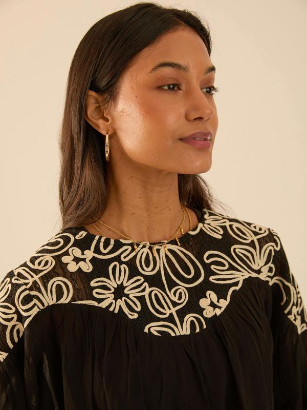 Rose & Nancy Rhea Black Boho Lace Top