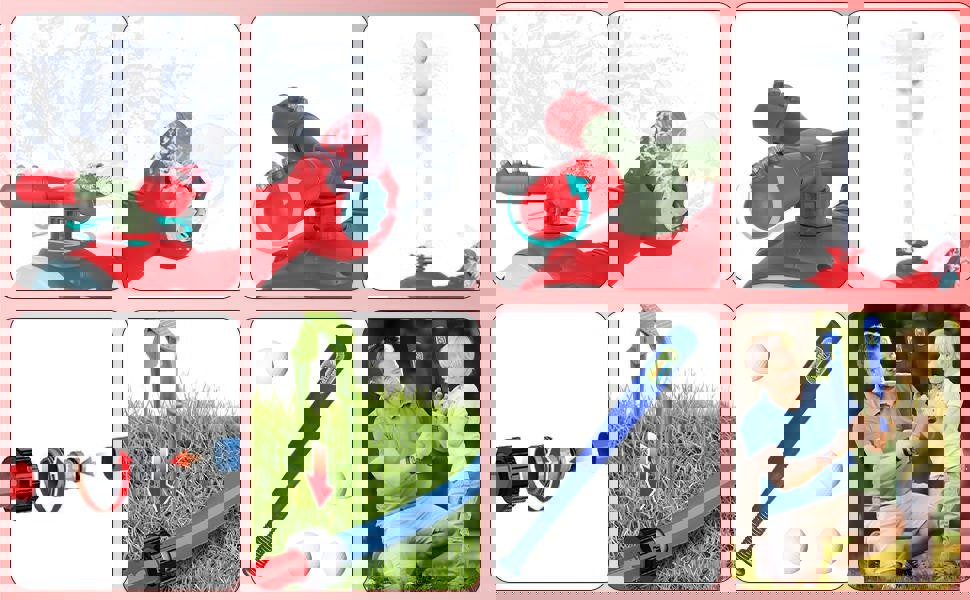 deAO Toys Baseball Play Set with Sprinkler and Helicopter Outdoor Water Spray Toy for Kids, Includes Tee Ball Set with 4 Balls