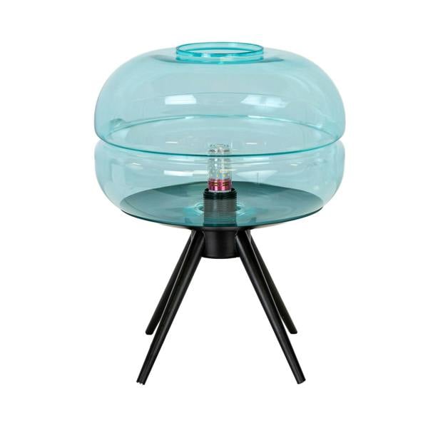 Angel Cerdá Blue glass and black steel table lamp 8095