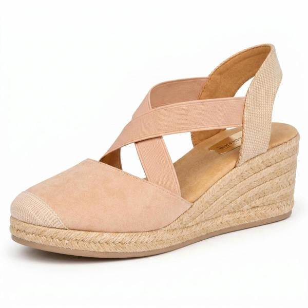 Savannah Ladies Savannah Comfort Cross Strap Espadrille Wedge Sandals F2314