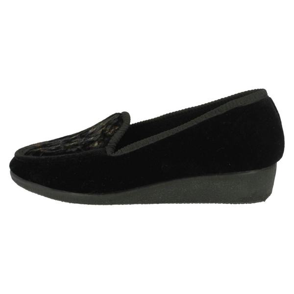 Spot On Ladies Spot On Slip On Floral Design Slipper Shoes