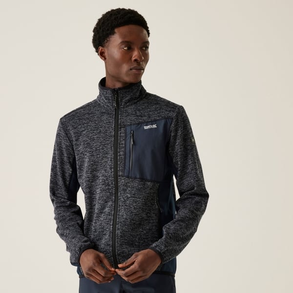 Regatta Mens Baslinn Marl Full Zip Fleece Jacket - Navy Marl Navy