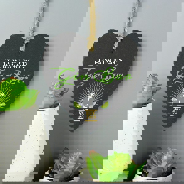 Personalised Memento Company Personalised Gin Bar Slate Heart Decoration