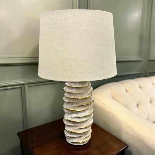 CERAMIC TABLE LAMP H 55CM W 33CM - Modern Lighting Décor Accent with Warm Glow, Corded Design & Switch Control for Bedroom, Home & Office Décor